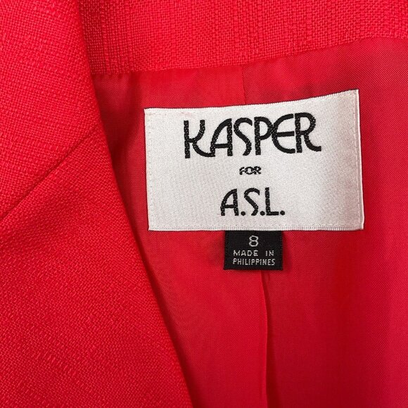 Kasper ASL Skirt Suit Women 8 Red‎ Double Breasted Woven Career Classic VTG - Picture 5 of 15